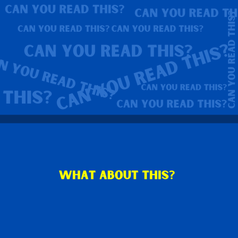 Design with illegible text saying "can you read this?"